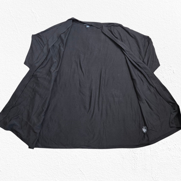 Sanctuary Black Black Open Front Knit Patch Pockets Cardigan Sweater Size 2X - Picture 6 of 8